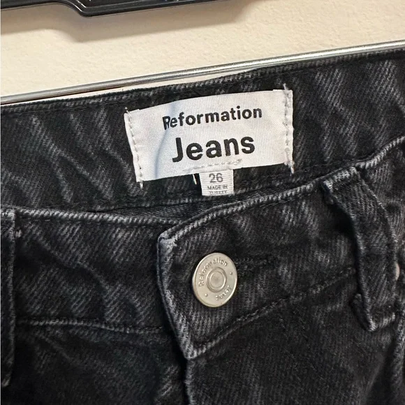 Reformation Wilder High Rise Wide Leg Jeans - Black size 26 - Picture 5 of 6